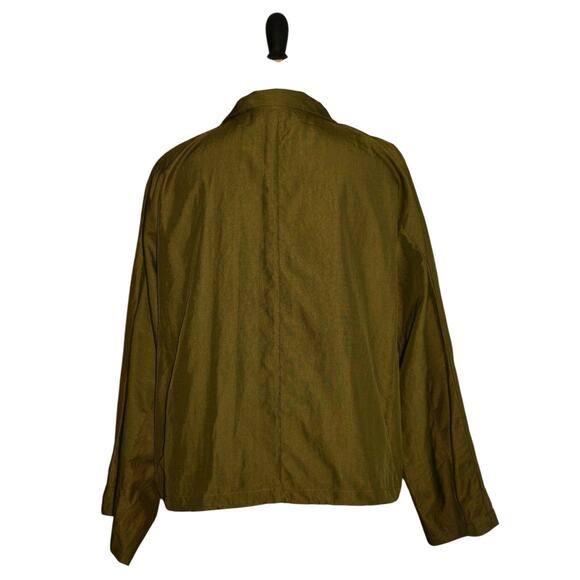 LOGO LORI GOLDSTEIN NEW $94 Nylon Zip Front Jacket Dark Olive Large - Picture 2 of 3